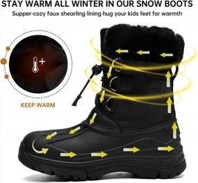 img 2 attached to Quseek Winter Snow Boots For Kids - Waterproof, Insulated, And Fur-Lined Outdoor Mid-Calf Duck Boots With Non-Slip Soles In Black (Available In Little Kid/Big Kid Sizes 10-5.5)