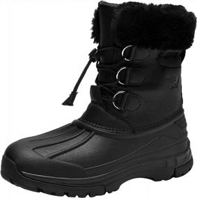 img 4 attached to Quseek Winter Snow Boots For Kids - Waterproof, Insulated, And Fur-Lined Outdoor Mid-Calf Duck Boots With Non-Slip Soles In Black (Available In Little Kid/Big Kid Sizes 10-5.5)