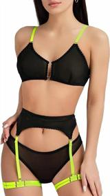 img 4 attached to Add A Pop Of Color With Our Neon Sexy Lingerie Set - Lace Mesh Bra And Panty Sets With Keyhole Design - 3 Piece Outfits For Women