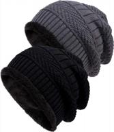 loritta 2 pack winter beanie hat set теплая вязаная громоздкая толстая мешковатая шапка с черепом для мужчин и женщин подарки логотип