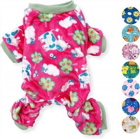 img 4 attached to Hot Pink Cow Dog Pajamas - Soft Warm Fleece Jumpsuit For Small & Medium Pets XXS-L (XS: Length 10", Chest 12"-16")