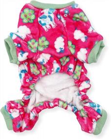 img 2 attached to Ярко-розовая пижама Cow Dog - мягкий теплый флисовый комбинезон для маленьких и средних домашних животных XXS-L (XS: длина 10 дюймов, грудь 12 дюймов - 16 дюймов)