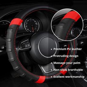 img 3 attached to 🍊 AUTOYOUTH Car Steering Wheel Cover, Anti-Slip Microfiber Leather - Universal Fit for Car, SUV, Truck - Heavy Duty, Excellent Grip - Standard Size 15 inch - Orange/Black (RED)