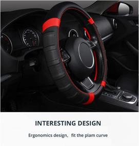 img 2 attached to 🍊 AUTOYOUTH Car Steering Wheel Cover, Anti-Slip Microfiber Leather - Universal Fit for Car, SUV, Truck - Heavy Duty, Excellent Grip - Standard Size 15 inch - Orange/Black (RED)