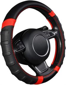 img 4 attached to 🍊 AUTOYOUTH Car Steering Wheel Cover, Anti-Slip Microfiber Leather - Universal Fit for Car, SUV, Truck - Heavy Duty, Excellent Grip - Standard Size 15 inch - Orange/Black (RED)