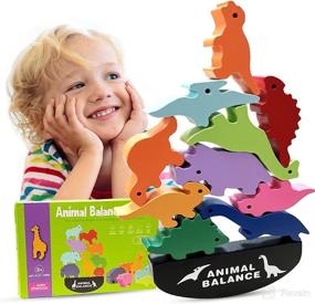 img 4 attached to WOHAIXO Montessori Dinosaur Wooden Blocks: Educational Stacking Toys for 🦖 3-7 Year Old Boys and Girls - Perfect Birthday Gifts for Kids