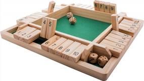 img 4 attached to GrowUpSmart Wooden Shut The Box Dice Game - забавная обучающая игра для детей и взрослых - 4-сторонняя доска с 8 кубиками и правилами стратегии