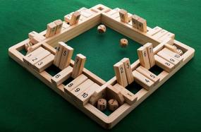 img 2 attached to GrowUpSmart Wooden Shut The Box Dice Game - забавная обучающая игра для детей и взрослых - 4-сторонняя доска с 8 кубиками и правилами стратегии