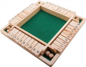 img 1 attached to GrowUpSmart Wooden Shut The Box Dice Game - забавная обучающая игра для детей и взрослых - 4-сторонняя доска с 8 кубиками и правилами стратегии