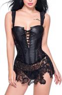 slimbelle steampunk faux leather corset - buckle-up overbust basque bustier for women's parties and costumes logo
