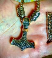 img 1 attached to Gungneer Mjolnir Thors Hammer Necklace: Stunning Norse pendant in mixed gold color, made of stainless steel - Ideal Viking jewelry for men! review by Patrick Clifton