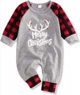 merry christmas plaid sleeve jumpsuit: stylish newborn baby boy/girl outfit for 1st xmas! logo