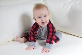 img 3 attached to Merry Christmas Plaid Sleeve Jumpsuit: Stylish Newborn Baby Boy/Girl Outfit For 1St Xmas!