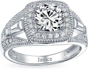 img 1 attached to 💍 Exquisite Art Deco Style Solitaire Engagement Ring with CZ Pave Halo and Sterling Silver Band"