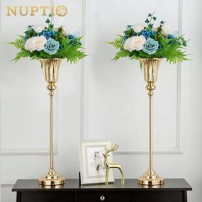 img 3 attached to Metal Trumpet Vases: Elegant Wedding Centerpieces For Anniversary & Ceremony Parties