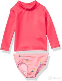 img 2 attached to 👶 Protective and Stylish: Amazon Essentials Baby Girls' UPF 50+ 2-Piece Long-Sleeve Rash Guard Set