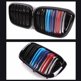 img 2 attached to MUCO Front Bumper Kidney Grille Grill Inserts - M Color Slats For 2018-2021 BMW X3 G01 And 2019-2022 X4 G02