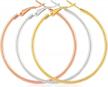 stylish trio: 14k gold, rose gold and silver large hoops set for women & girls logo