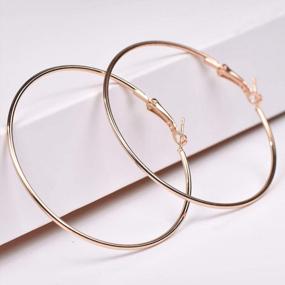 img 1 attached to Stylish Trio: 14K Gold, Rose Gold And Silver Large Hoops Set For Women & Girls