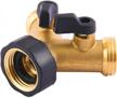 solid brass 2 way garden hose splitter - easy to open & comfort grip | riemex y valve connector logo