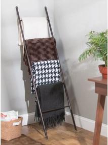 img 1 attached to Bronze Metal Free Standing Towel Ladder - Perfect For Bathroom, Bedroom & Laundry Room Organization!