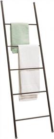 img 4 attached to Бронзовая металлическая отдельно стоящая лестница для полотенец - идеально подходит для организации ванной комнаты, спальни и прачечной!