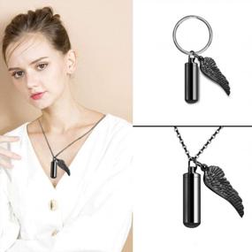 img 2 attached to Stainless Steel Cylinder Angel Wing Memorial Keepsake Pendant Urn Necklace For Ashes Cremation Jewelry