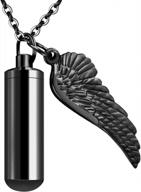 stainless steel cylinder angel wing memorial keepsake pendant urn necklace for ashes cremation jewelry logo