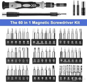 img 3 attached to 🔧 Black Hautton Precision Screwdriver Set 60 in 1 - Magnetic Screwdriver Kit with 56 Bits, Stainless Steel Repair Tools for Phone Laptop PC Camera Game Console Glasses and More