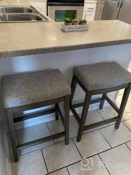 img 1 attached to Upgrade Your Home Decor With Stylish Gray Tweed Nailhead Trim Counter Stools (24 Inch) review by Donald Blasko