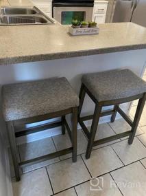 img 5 attached to Upgrade Your Home Decor With Stylish Gray Tweed Nailhead Trim Counter Stools (24 Inch)