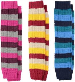 img 3 attached to Colorful Striped Knit Leg Warmers Long Socks For Women - Pack Of 3 - Perfect For Fall And Winter Warmth From GLENMEARL
