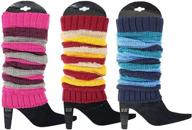 colorful striped knit leg warmers long socks for women - pack of 3 - perfect for fall and winter warmth from glenmearl logo