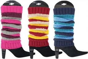 img 4 attached to Colorful Striped Knit Leg Warmers Long Socks For Women - Pack Of 3 - Perfect For Fall And Winter Warmth From GLENMEARL