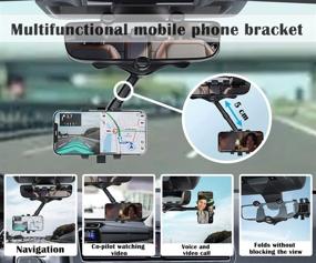 img 1 attached to Rearview Mirror Phone Holder For Car - Multifunctional Rotatable And Retractable Car Phone Holder Mount Car Electronics & Accessories
