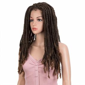 img 2 attached to Joedir 22" Ombre Light Brown Dreadlock Lace Front Wig Crochet Braided Twist 3X6 Free Parting With Baby Hair For Black Women Synthetic Hair Wigs