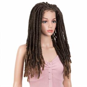 img 3 attached to Joedir 22 "Ombre светло-коричневый парик с дредами на кружеве вязаный крючком плетеный твист 3X6 бесплатное разделение с детскими волосами для чернокожих женщин парики из синтетических волос