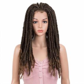 img 4 attached to Joedir 22" Ombre Light Brown Dreadlock Lace Front Wig Crochet Braided Twist 3X6 Free Parting With Baby Hair For Black Women Synthetic Hair Wigs