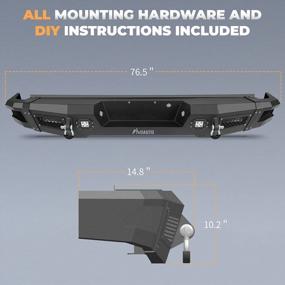 img 1 attached to Upgraded Steel Rear Bumper With LED Lights And D-Rings For 2009-2014 Ford F-150 By FINDAUTO