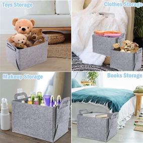 img 1 attached to 📦 Large Grey Felt Storage Basket for Organizing - Foldable Fabric Collapsible Bins with Handles, Ideal for Shelves, Closet, Nursery, Home, Books, Toys, and Clothes Organization