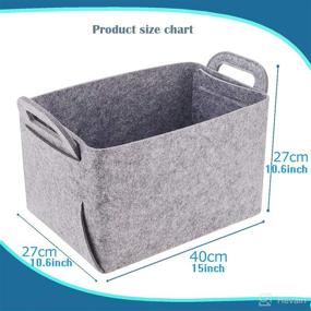 img 3 attached to 📦 Large Grey Felt Storage Basket for Organizing - Foldable Fabric Collapsible Bins with Handles, Ideal for Shelves, Closet, Nursery, Home, Books, Toys, and Clothes Organization