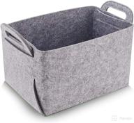 📦 large grey felt storage basket for organizing - foldable fabric collapsible bins with handles, ideal for shelves, closet, nursery, home, books, toys, and clothes organization логотип