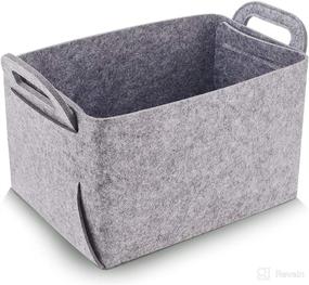 img 4 attached to 📦 Large Grey Felt Storage Basket for Organizing - Foldable Fabric Collapsible Bins with Handles, Ideal for Shelves, Closet, Nursery, Home, Books, Toys, and Clothes Organization