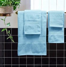 img 2 attached to Royal Blue Glamburg 6-Piece Towel Set, 100% Combed Cotton - 600 GSM Luxury Hotel Quality Ultra Soft Highly Absorbent Bathroom Towels (2 Bath, 2 Hand, 2 Wash Cloths)