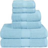royal blue glamburg 6-piece towel set, 100% combed cotton - 600 gsm luxury hotel quality ultra soft highly absorbent bathroom towels (2 bath, 2 hand, 2 wash cloths) logo
