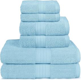 img 4 attached to Royal Blue Glamburg 6-Piece Towel Set, 100% Combed Cotton - 600 GSM Luxury Hotel Quality Ultra Soft Highly Absorbent Bathroom Towels (2 Bath, 2 Hand, 2 Wash Cloths)