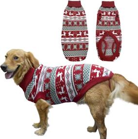 img 4 attached to Vehomy Christmas Knitwear Turtleneck Snowflake Dogs