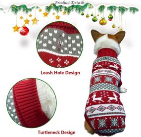 img 1 attached to Vehomy Christmas Knitwear Turtleneck Snowflake Dogs