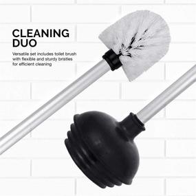 img 2 attached to 🚽 NEIKO 60167A Toilet Plunger and Brush Set: Clean & Convenient Bathroom Essentials with Aluminum Handle and White Plunger Caddy