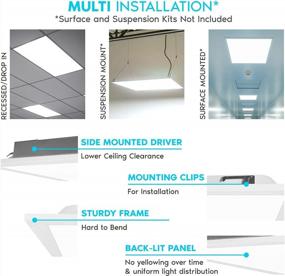 img 2 attached to LUXRITE 2X4 FT LED Flat Panel Lights, 50W, 3 Color Selectable 3500K-5000K, 5500 Lumens, Recessed Drop Ceiling Lights, 0-10V Dimmable, 120-277V, Lay-In Fixture, IC Rated, Damp Rated, ETL, DLC (2 Pack)